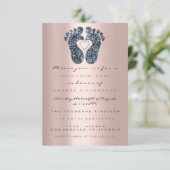 Glitter Blush Roos Baby shower Feet Blauwgroen Kaart (Staand voorkant)
