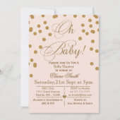 Glitter blush roze and gold baby shower call kaart (Voorkant)