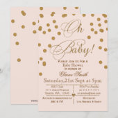 Glitter blush roze and gold baby shower call kaart (Voorkant / Achterkant)