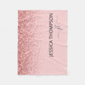 Glitter Blush Roze Eenvoudige Script Monogram Naam Fleece Deken (Voorkant)