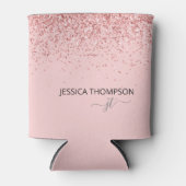 Glitter Blush Roze Eenvoudige Script Monogramnaam Blikjeskoeler (Voorkant)