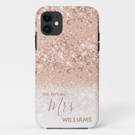 Glitter Blush Roze Goud Toekomstige Mevrouw Bruid Case-Mate iPhone Case