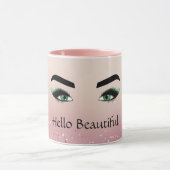 Glitter Blush Roze Groene Ogen Wimpers Mok (Midden)