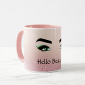 Glitter Blush Roze Groene Ogen Wimpers Mok (Voorkant links)