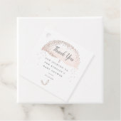 Glitter blush roze paraplu baby shower bedankt bedankjes labels (In situ)
