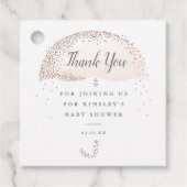 Glitter blush roze paraplu baby shower bedankt bedankjes labels (Voorkant)