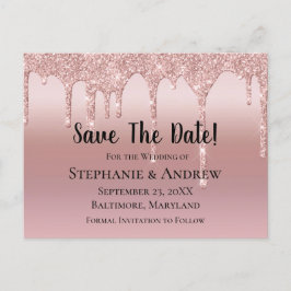 Glitter Blush roze Roos op maat Aankondigingskaart