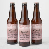 Glitter Blush roze Roos op maat Bier Etiket (Flessen)