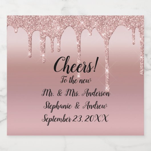 Glitter Blush roze Roos op maat Bier Etiket (Enkel label)