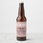 Glitter Blush roze Roos op maat Bier Etiket (Voorkant)