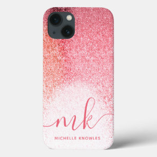 Glitter Blush Roze Roze Goud Monogram Script Case-Mate iPhone Case