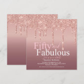 Glitter Blush Roze Vijftig en fantastische verjaar Kaart (Voorkant / Achterkant)