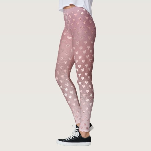Glitter Blush Small Hearts Pink Rose Gold Sparkly Leggings (Links)