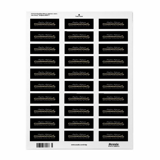 Glitter Bobby Pin Retouradres Label (Full Sheet)