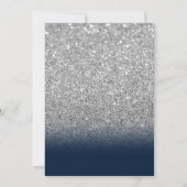 Glitter, Boho Bloemen, Glas Parels Blauw Quinceane Kaart (Achterkant)