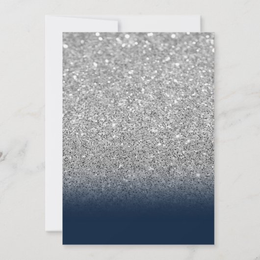 Glitter, Boho Bloemen, Glas Parels Blauw Quinceane Kaart (Achterkant)