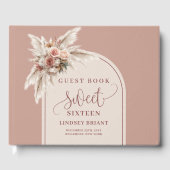 Glitter Boho Dusty Rose Pampas Floral Arch Sixteen Gastenboek (Voorkant)