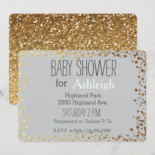 Glitter Bokeh baby shower Kaart (Voorkant / Achterkant)