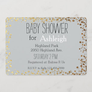 Glitter Bokeh baby shower Kaart