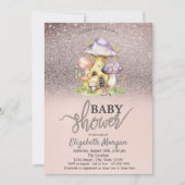 Glitter Bokeh, Bloemen Paddestoel Huizen Baby show Kaart (Voorkant)