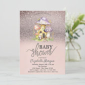 Glitter Bokeh, Bloemen Paddestoel Huizen Baby show Kaart (Staand voorkant)