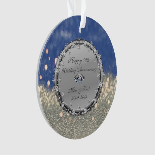 Glitter Bokeh Diamonds 50th Wedding Jubileum Ornament (voorkant)