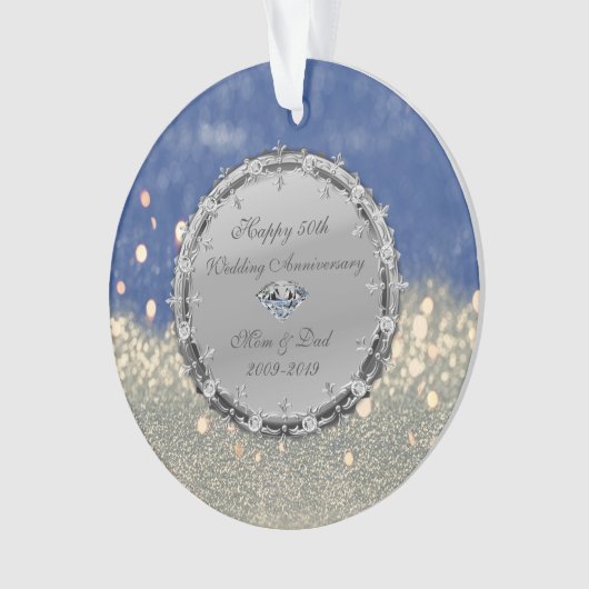 Glitter Bokeh Diamonds 50th Wedding Jubileum Ornament (voorkant)