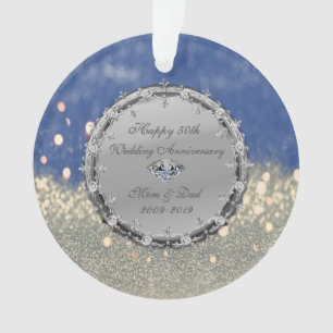 Glitter Bokeh Diamonds 50th Wedding Jubileum Ornament