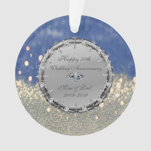 Glitter Bokeh Diamonds 50th Wedding Jubileum Ornament (voorkant)