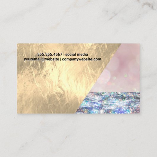 Glitter Bokeh en Gold Foil | Stijlvol Visitekaartje (Achterkant)