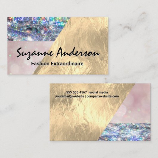 Glitter Bokeh en Gold Foil | Stijlvol Visitekaartje (Voorkant / Achterkant)