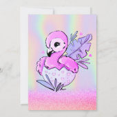 Glitter Bokeh, Flamingo, Holografisch Baby shower  Kaart (Achterkant)