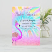 Glitter Bokeh, Flamingo, Ombre Tie Dye Kaart (Staand voorkant)