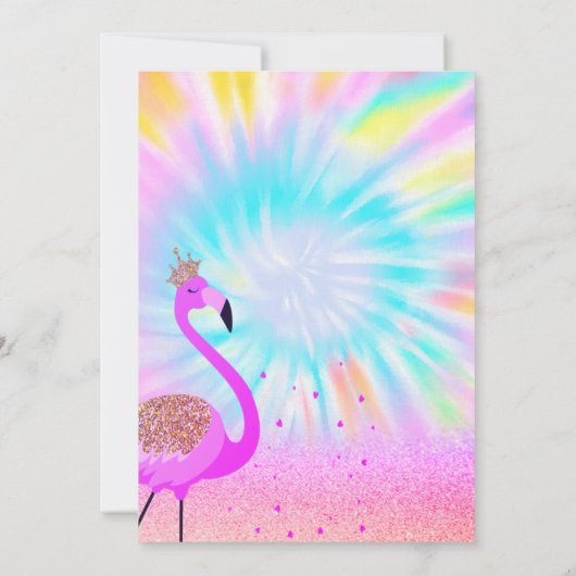 Glitter Bokeh, Flamingo, Ombre Tie Dye Kaart (Achterkant)