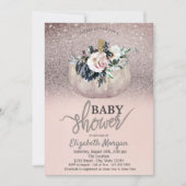 Glitter Bokeh, Floral Pumpkin Baby shower Kaart (Voorkant)