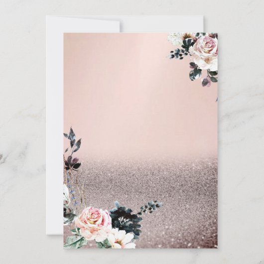 Glitter Bokeh, Floral Pumpkin Baby shower Kaart (Achterkant)