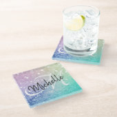 Glitter Bokeh Glamoureuze Elegant Glazen Onderzetter (Schuin)