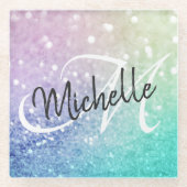 Glitter Bokeh Glamoureuze Elegant Glazen Onderzetter (Voorkant)