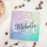 Glitter Bokeh Glamoureuze Elegant Glazen Onderzetter<br><div class="desc">U kunt dit elegante kleurrijke bokglitterpatroon eenvoudig personaliseren met uw eigen naam en/of monogram.</div>