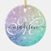 Glitter Bokeh Glamoureuze Elegant Keramisch Ornament (Voorkant)