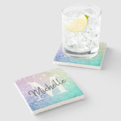 Glitter Bokeh Glamoureuze Elegant Stenen Onderzetter (Zijkant)