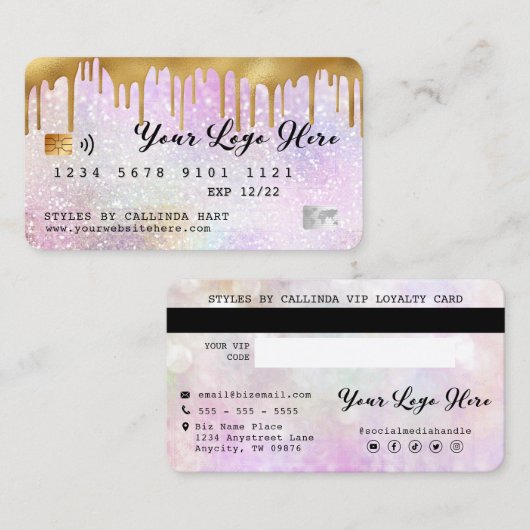 Glitter Bokeh Gold Drivers Creditcard Loyalty Card Visitekaartje (Voorkant / Achterkant)