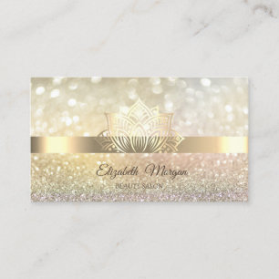 Glitter Bokeh Goud, Gouden Lotus Bloem Yoga Visitekaartje