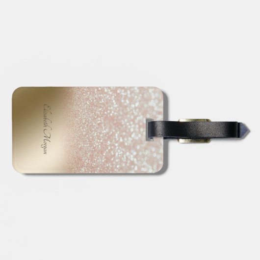 Glitter Bokeh Ombre, Pineapple - Gepersonaliseerd Bagagelabel (Achterkant horizontaal)