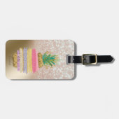 Glitter Bokeh Ombre, stripte ananas Bagagelabel (Voorkant horizontaal)