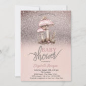 Glitter Bokeh, paddenstoelen slakken Baby shower Kaart (Voorkant)