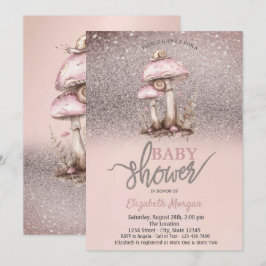 Glitter Bokeh, paddenstoelen slakken Baby shower Kaart