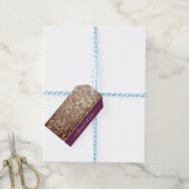 Glitter Bokeh roos gouden aangepaste scripttekst Cadeaulabel (Met Touw)