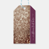 Glitter Bokeh roos gouden aangepaste scripttekst Cadeaulabel (Voorkant)