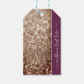 Glitter Bokeh roos gouden aangepaste scripttekst Cadeaulabel (Achterkant)